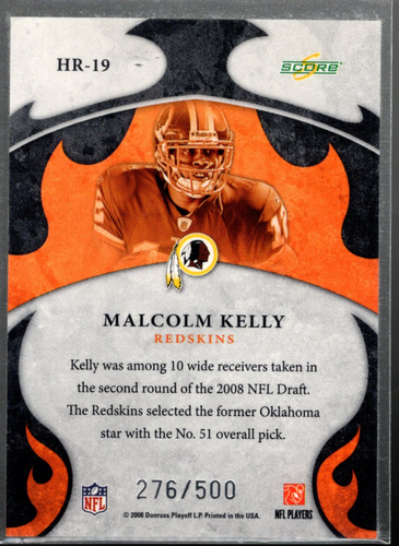 B4038- 2008 Score Hot Rookies Gold Zone #19 Malcolm Kelly /500 - NM-MT - Picture 2 of 2