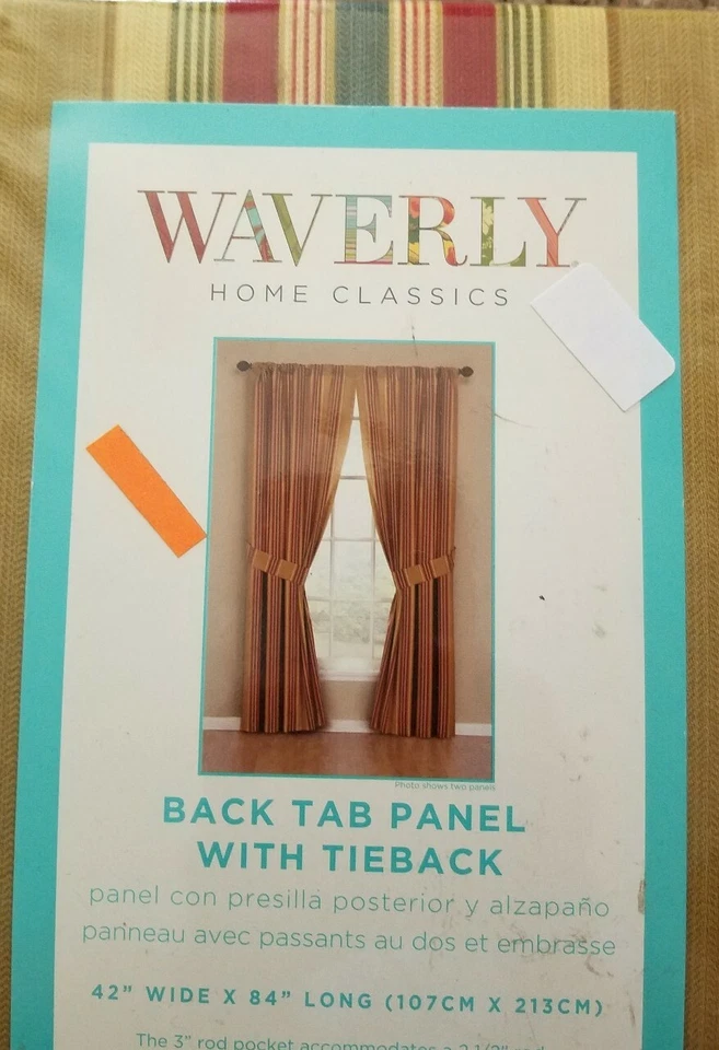 Nuevo Panel Cortina Waverly Home Classics Talla 42W-84L Dorado Torino y Azafrán Rayas Foto 2 de 4