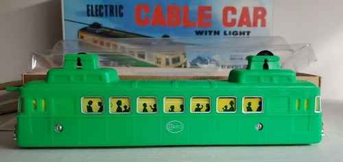 Vintage Tin Litho Cable Car Battery Op Cosmo Japan w/ Box  - Picture 8 of 8