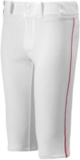 Mizuno Youth Premier Piped Short Baseball Pant-White/Red-Size:XL