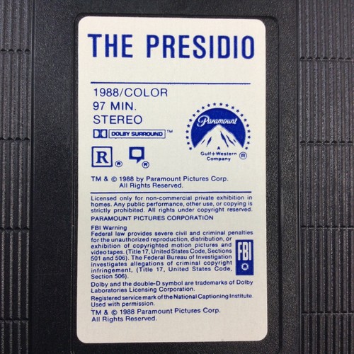 THE PRESIDIO VHS 1988 Paramount - Foto 8 di 11