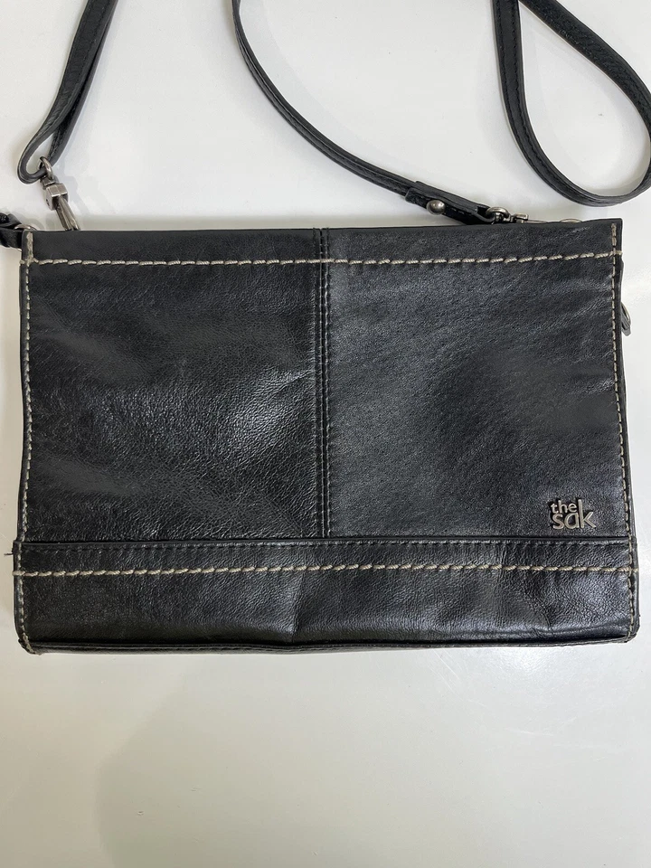 SAK Iris кожи трехсторонний износ через плечо застежки сумочки черная сумка маленький богемное - Изображение 2 из 4