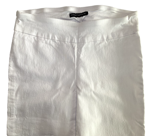 Weiße Damen-Knöchelhose zum Überziehen mit silbernen Nieten Größe 8P