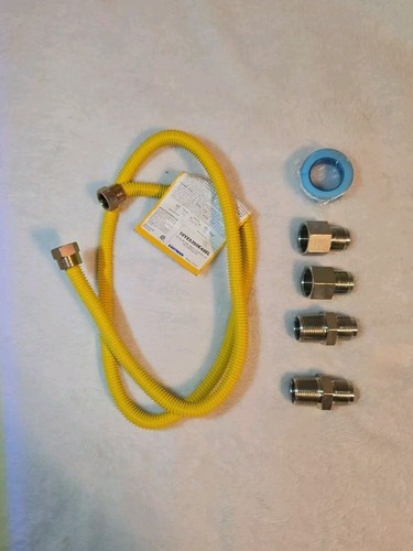 KIT DE CONEXIÓN DE LÍNEA DE GAS CALENTADOR DE AGUA SECADOR ESCUDO DE SEGURIDAD VÁLVULA TÉRMICA/FLUJO 48"  - Imagen 1 de 8