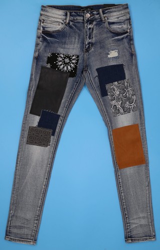 EMBELLISH DENIM DY DESIGN MEN'S SKINNY Distressed JEANS SIZE 38