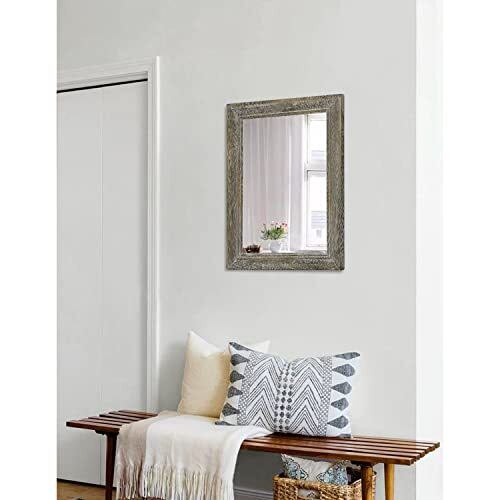 MWAZZLL Wall Mirror with Rustic Wood Frame Rectangle Assorted Sizes , Colors - Picture 25 of 70