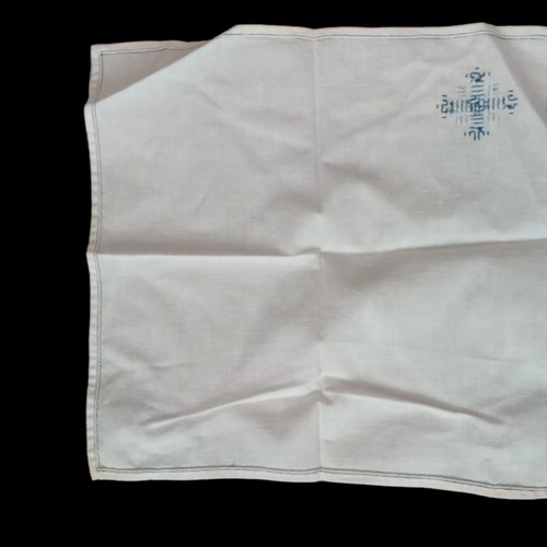 Handmade White Handkerchiefs Napkins Blue Cross Stitch in Corner Set Of Two 10" - Picture 5 of 7