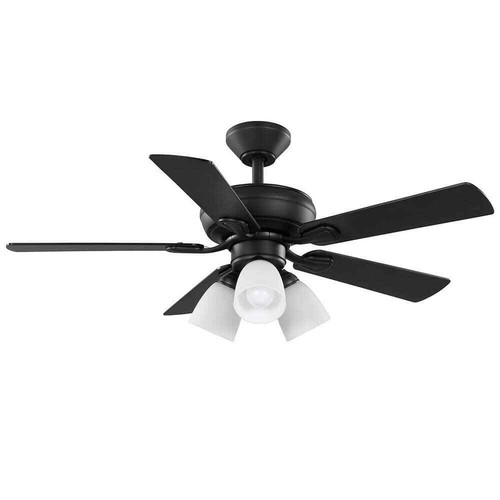 Hampton Bay Riley 44in. Indoor Matte Black Ceiling Fan,5 Blades,Light Kit+Remote - Picture 4 of 15