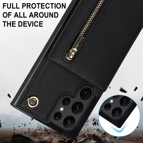 For Samsung Galaxy S25 Ultra S24 S23 S22 S20 Crossbody Wallet Case Zipper Purse - Picture 9 of 60