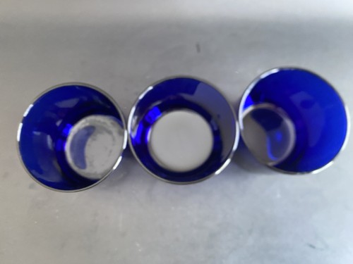 3-Vintage Libbey Metropolitan Cobalt Blue Round Bottom Stemless Tumbler Glasses - Picture 2 of 5