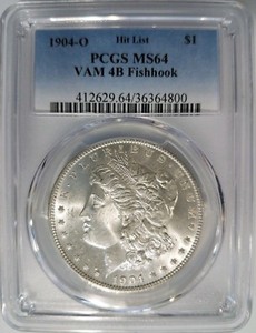 1904-O-Silver-Morgan-Dollar-PCGS-MS-64-Vam-4B-Fish-Hook-Hit-List-Coin-Mint-Error