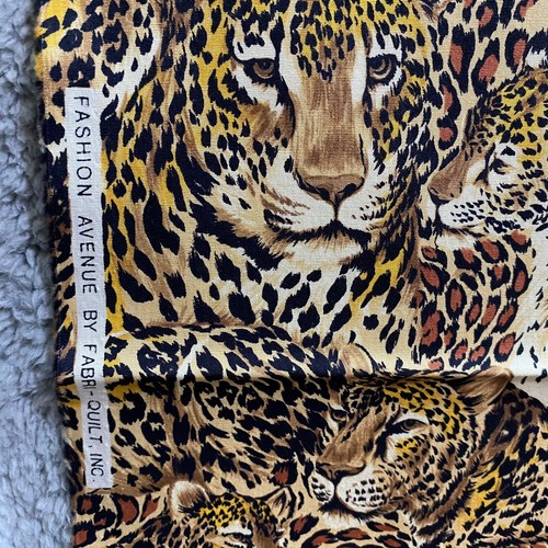 2 Yards VTG Fabric Chetah Print Fashion Avenue Fabri-Quilt - Picture 2 of 3