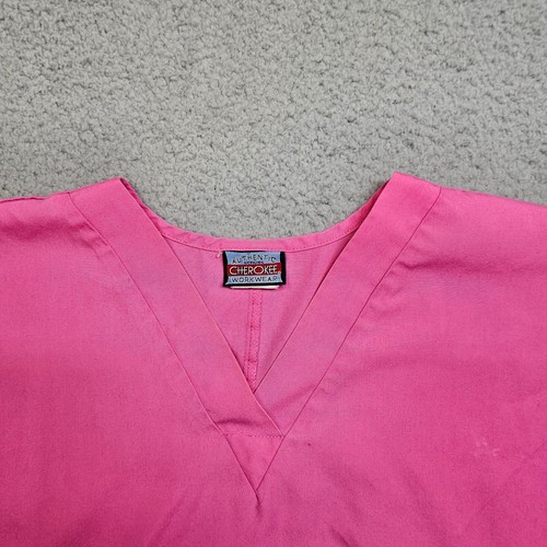 Cherokee Scrub Shirt Women's XL Short Sleeve Pink Medical Nursing - Picture 6 of 13