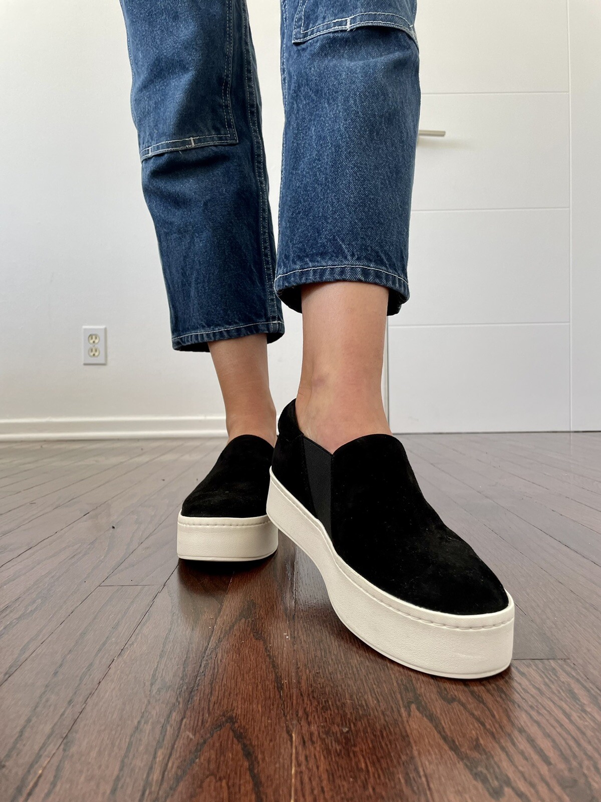 VINCE Black Suede Slip On Platform Sneakers Size US 8 | eBay