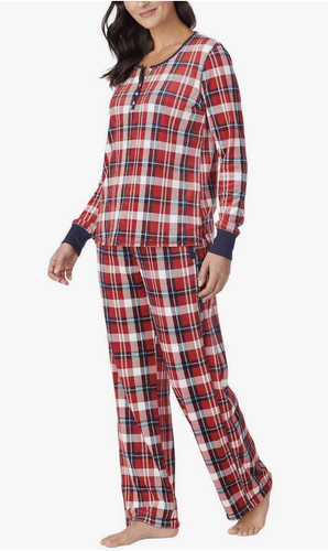 Nautica Women's Red Plaid Long Sleeve Jogger 2PC Pajama Set Size XL - Picture 2 of 5