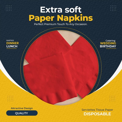 SERVILLETAS DE PAPEL SUAVE TELA NEGRA BLANCA ROJA VERDE 2 CAPAS 24CM CÓCTEL - Imagen 4 de 33