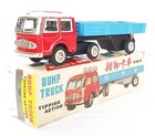 China Shanghai MF-965 HINO TRUCK & LOW SIDED TRAILER Tin Friction Toy NMIB`65!