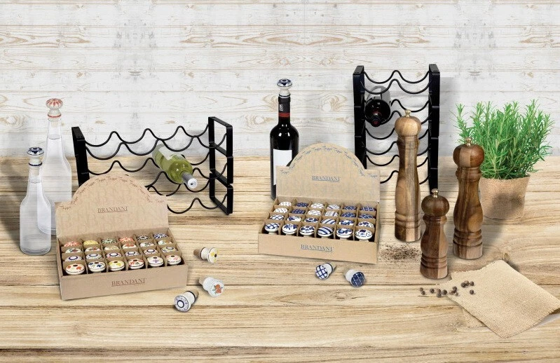 Cantinetta Porta Vino a Moduli da 4 Bottiglie Componibile BRANDANI Nero Metallo, fotografia 5 di 8