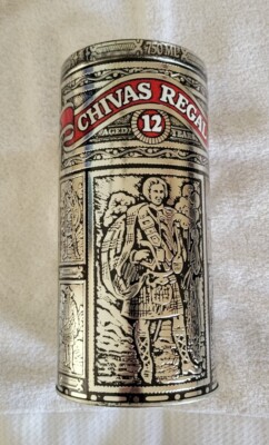 Chivas Regal 12 Yr Scotch Whisky Collectible Silver Metal Tin Empty Barware B28