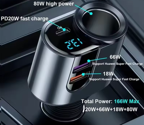 Car Cigarette Lighter Socket Splitter Charger 127W Quick Version - Zdjęcie 4 z 5