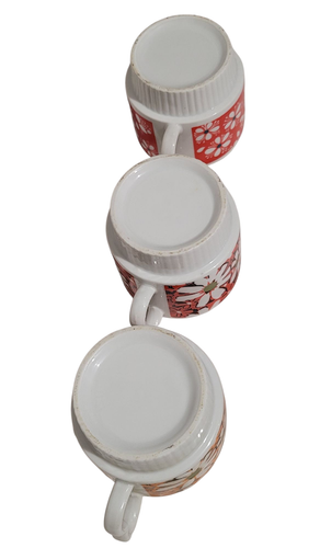 1960er Mid Century Modern Floral Stapelbar Kaffeetassen 3er Set Gänseblümchen T14 - Bild 5 von 6
