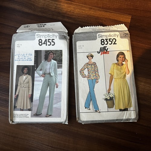 Vintage 1970s 1980s Sewing Pattern Lot Skirt Dress Top Pants UNCHECKED 10 12 - Picture 2 of 15
