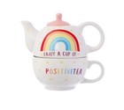 Sass & Belle Rainbow Positivitea Tea Pot For One Teacup Teapot Gift Boxed 