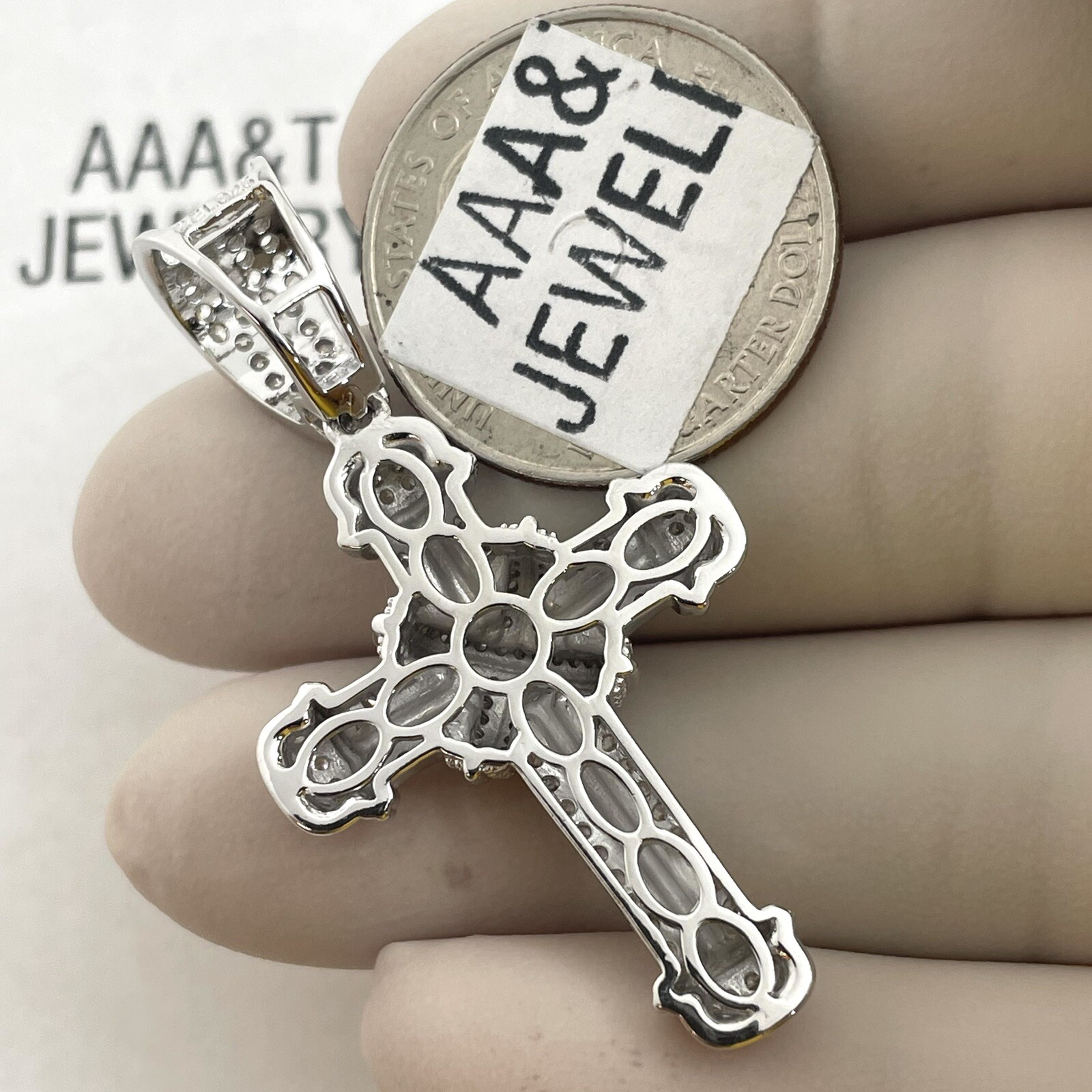 925 Solid Sterling Silver Cubic Zirconia Cross Pendant | eBay