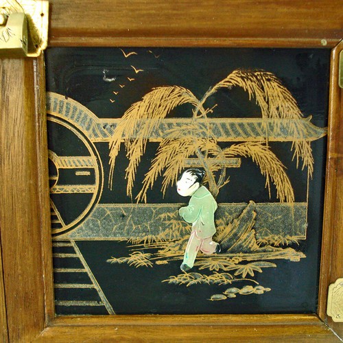 Large Vintage Jewelry Chest Soapstone Asian Figures - Picture 7 of 10