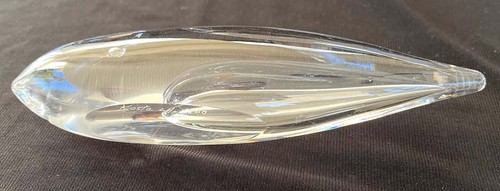 MCM KOSTA BODA Vicke Lindstrand Clear Art Glass Bubble Fish Whale 5.75" Minimal