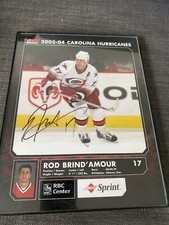 Carolina Hurricanes Rod BrindAmour Autographed 8x10 Framed Photo Game Card 2003