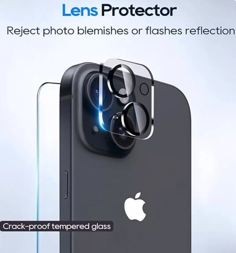 Funda protectora de pantalla de vidrio templado para iPhone 15 2 protectores de lente de cámara Aven - Imagen 7 de 8