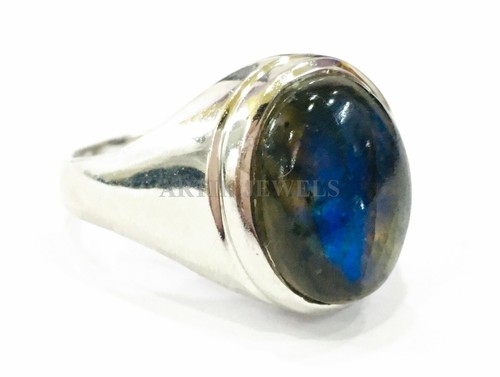 Piedra preciosa de labradorita natural con anillo de sello de plata de ley 925 para hombre #925 - Imagen 3 de 6