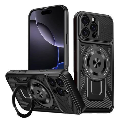 Magnetic Kickstand Case for iPhone 16 Pro Max 15 14 13 12 Shockproof Armor Cover - Picture 10 of 19