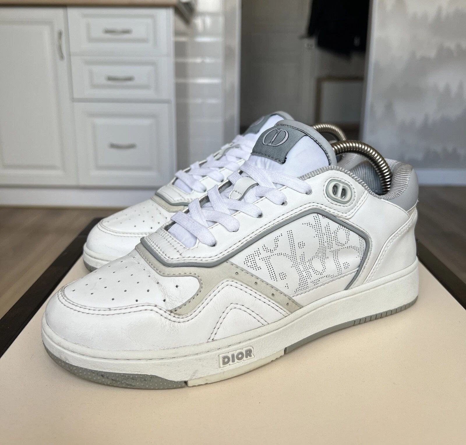 Baskets imprimées monogramme en cuir de veau blanc DIOR B27 EU37/UK4,5/US7