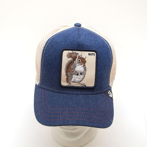 Goorin Bros The Farms Nuts Squirrel Trucker Hat Denim Blue Snapback Hat/Cap NWT