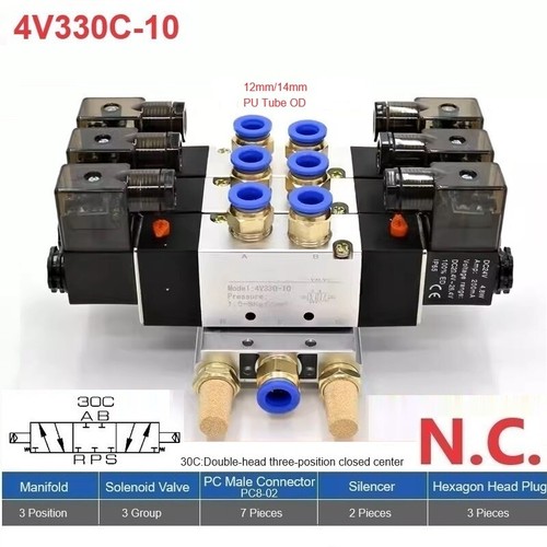4V330C-10N.C. Pneumatic Solenoid Valve Dual-Electric Control Closed Center Valve - Picture 13 of 25