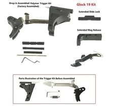 Lower Part Kit PL Trigger Both Extended Release & Slide Lock Fits Glock 19 
