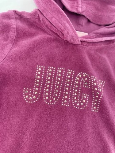 Juicy Couture Girl’s Pink Velour Hoodie Pullover Size 5 Spellout Bling Flaw - Picture 8 of 10