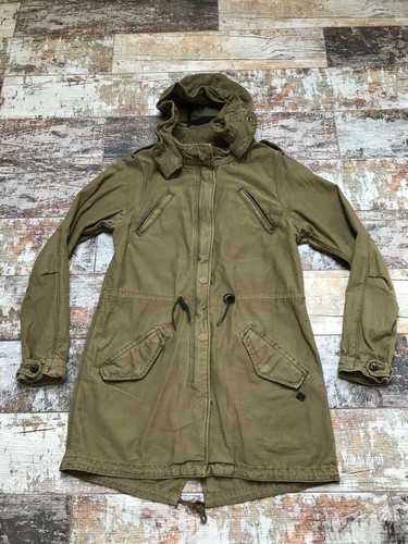 Maison Scotch Woman's Khaki/Green Cotton Hoodie SUPER PARKA Size 2 - Picture 1 of 7