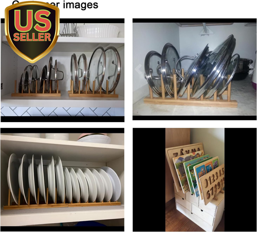 Bamboo Wooden Plate Racks Dish Stand Holder Kitchen Storage Cabinet Organizer...