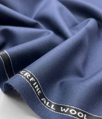 Blue Super 120s Wool Fabric Suiting Thobes Dishdash Taylor & Lodge 4.0m x 1.50m - Picture 2 of 5