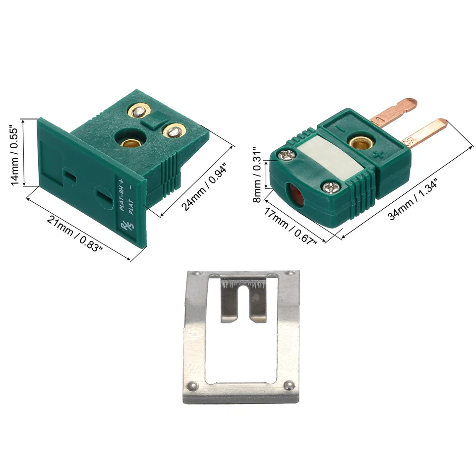 R/S Type Thermocouple Connectors Male Plug with Panel Socket Dark Green 2 Set - image 2 of 4