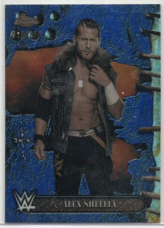 2025 Topps Chrome Cactus Jack WWE Alex Shelley BLUE REFRACTOR #46 10/150