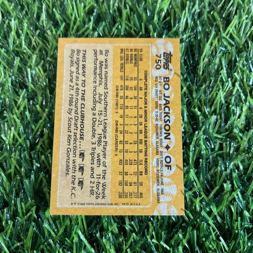 Carta Baseball 1988 Topps #750 Bo Jackson Kansas City Royals A75 - Foto 2 di 2