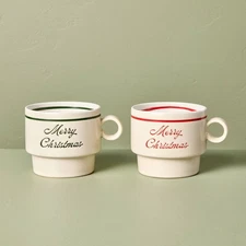 Hearth & Hand with Magnolia Set of 2 14.5oz 'Merry Christmas' Mug Green/Red 2025