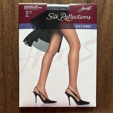 Hanes Silk Reflections Control Top Reinforced Toe Size EF Jet Black 718