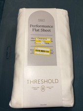 NWT Threshold FULL Performance Flat Sheet Silky Soft Sateen SOUR CREAM 400 TC