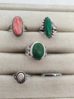 Lot of 5 Vintage Sterling Silver Native American Navajo Gem Rings