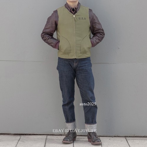A.C.E. Gilet foderato lana Repro WW2 USN vintage marina invernale uomo N-1 gilet ponte - Foto 5 di 34